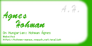 agnes hohman business card